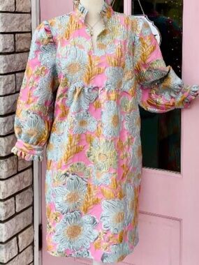 Ivy Jane Pink Floral Brocade Tunic Dress